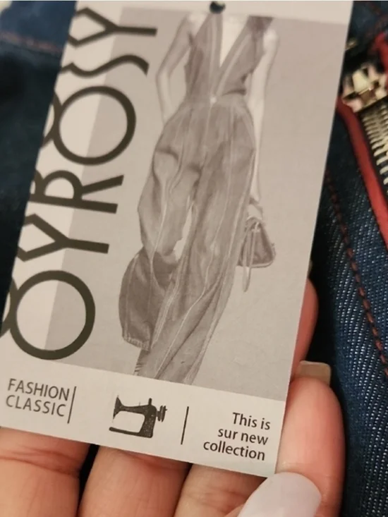 Dark Blue Denim Long-Sleeve Jumpsuit with Front Zip - Picture 2 of 3